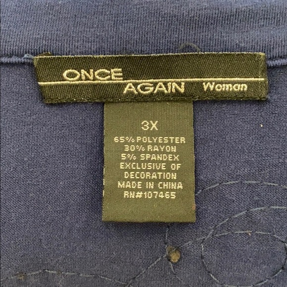 Once Again Blue Embellished Tunic size 3X - Picture 8 of 10